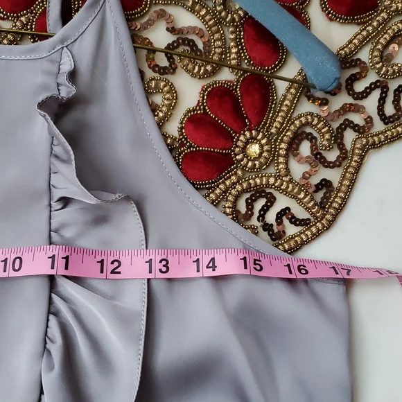 ASOS brand silvery lilac satiny halter ruffle blouse size 8 - Picture 13 of 14